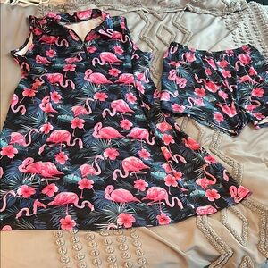 Women's golf dress with  Flamingo print